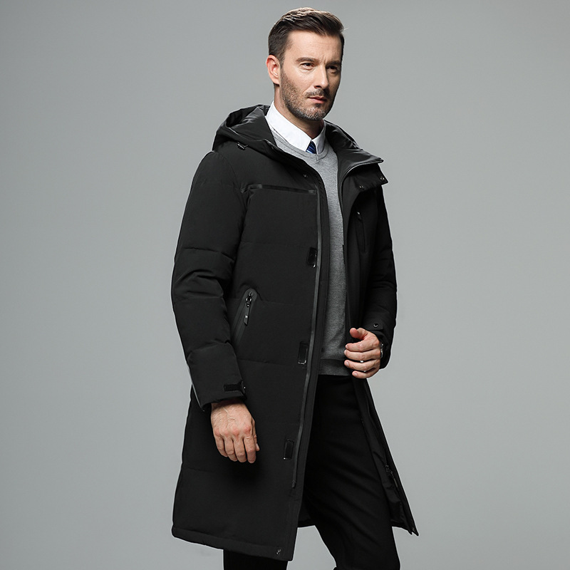 2025 New Middle-Aged and Elderly Dad Winter Clothing Men's down Jacket Long Over-The-Knee Thickeneded Large Size Men's Export Winter Clothing
