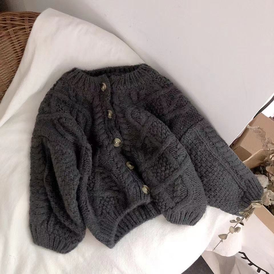 2025 New Autumn Knitted Jacket Thick Sweater for Boys and Girls, Baby Girl Sweater, Korean Style Twist Cardigan