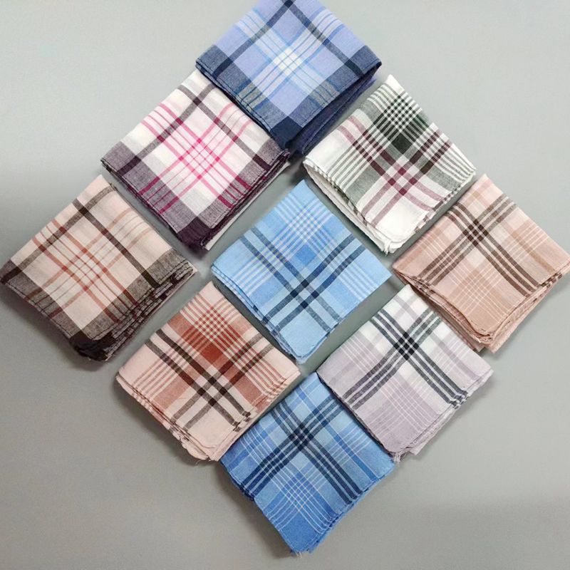Vintage plaid polyester cotton handkerchief men's and women's universal handkerchief 70's memory