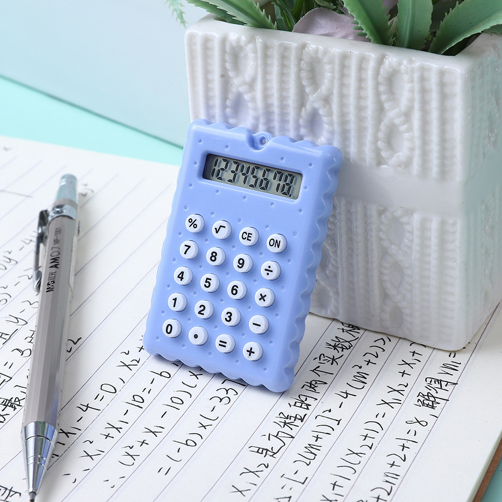Student Cute Cookie Shape Portable Small Mini Calculator Keychain Pendant Calculator Pendant