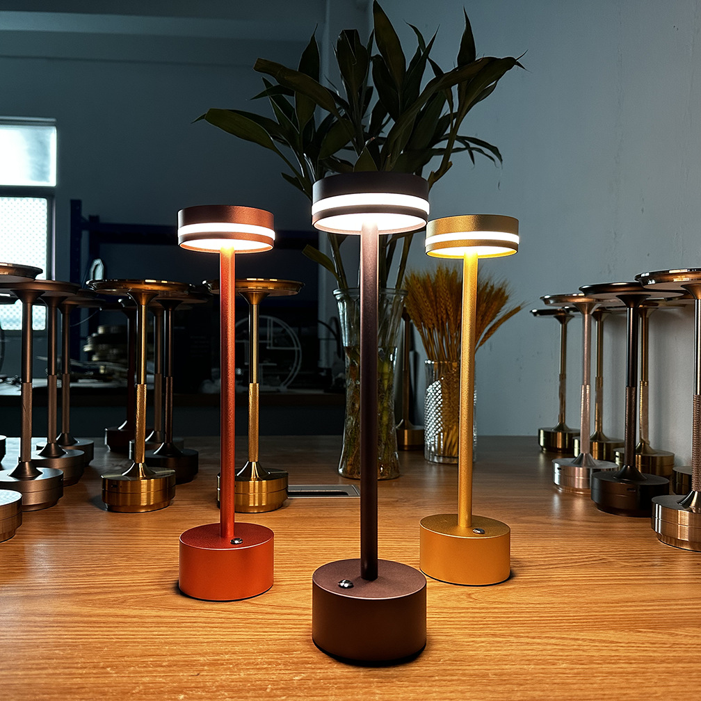 Decorative Table Lamp Cross-Border Bedroom Rechargeable Touch Table Lamp Retro Aluminum Bar Restaurant Decoration Desktop Lamp Atmosphere Lamp