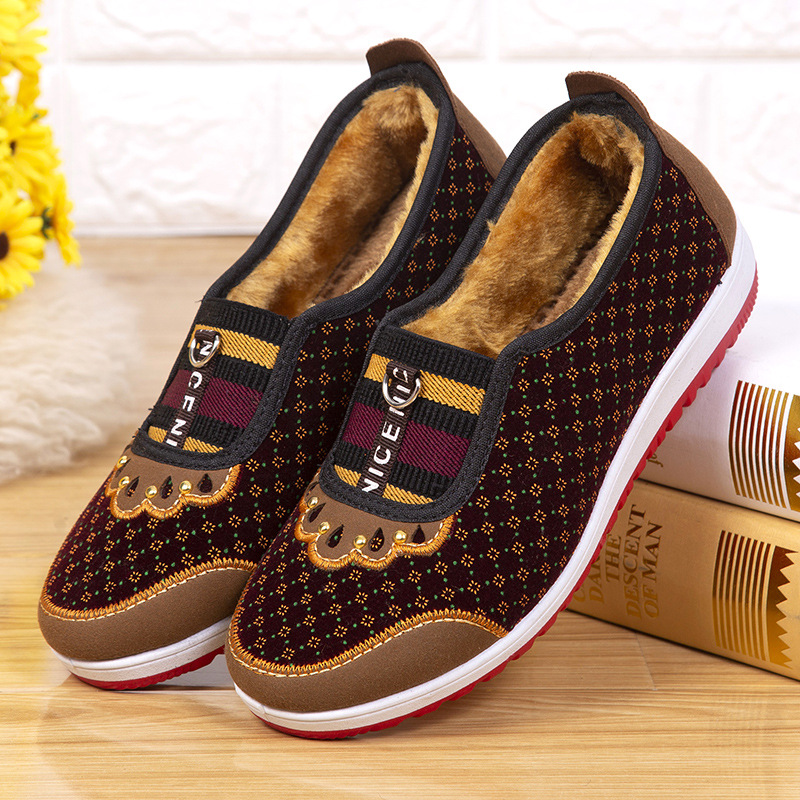 Winter Old Beijing Cotton Shoes Women's fleece-lined Thickened Warm Mother's Cotton Shoes Cold-proof Wear-resistant Grandma's Soft-soled Cotton Shoes Customized