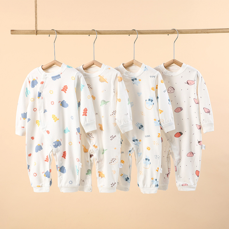 Wholesale baby jumpsuits spring and autumn cotton newborn long sleeve climbing clothes 0-2 years old pajamas baby ha clothes autumn clothes