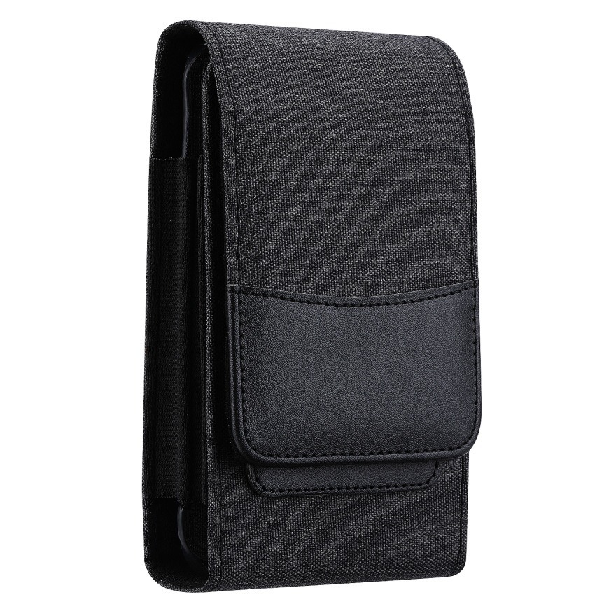Suitable for 15Pro Oxford Cloth Waist Bag Mobile Phone Leather Case Samsung Flip Nylon Cloth Double Layer Bag Universal Protective Cover