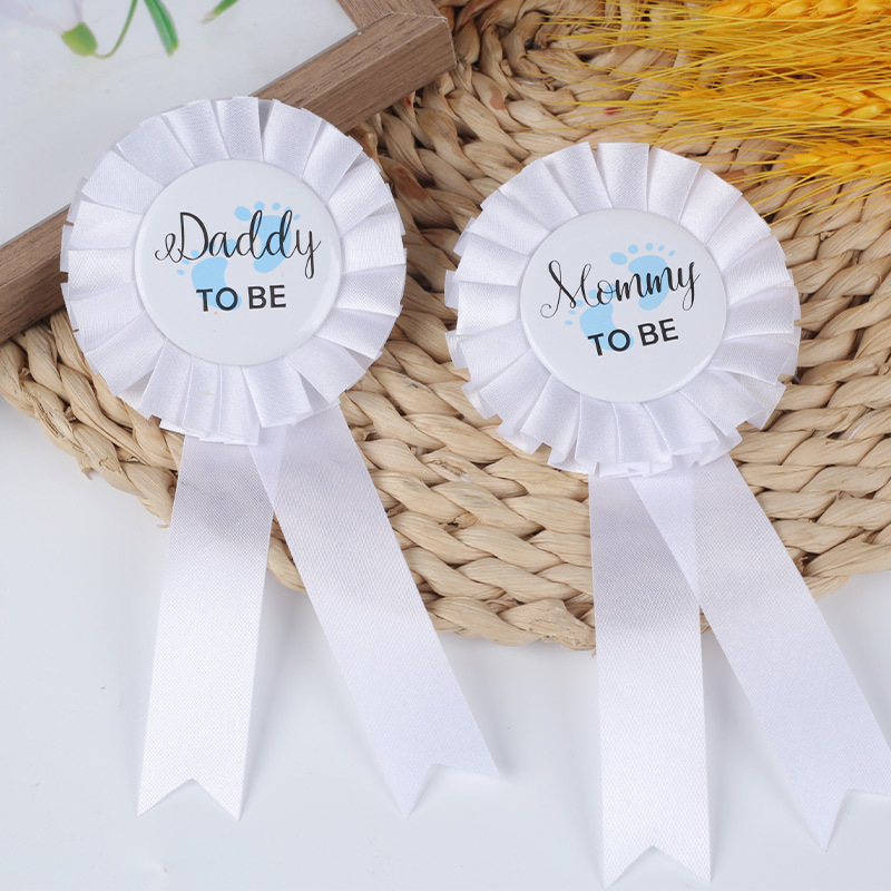 Cross-border supply mom to be footprints mother-to-be birthday party tinplate corsage