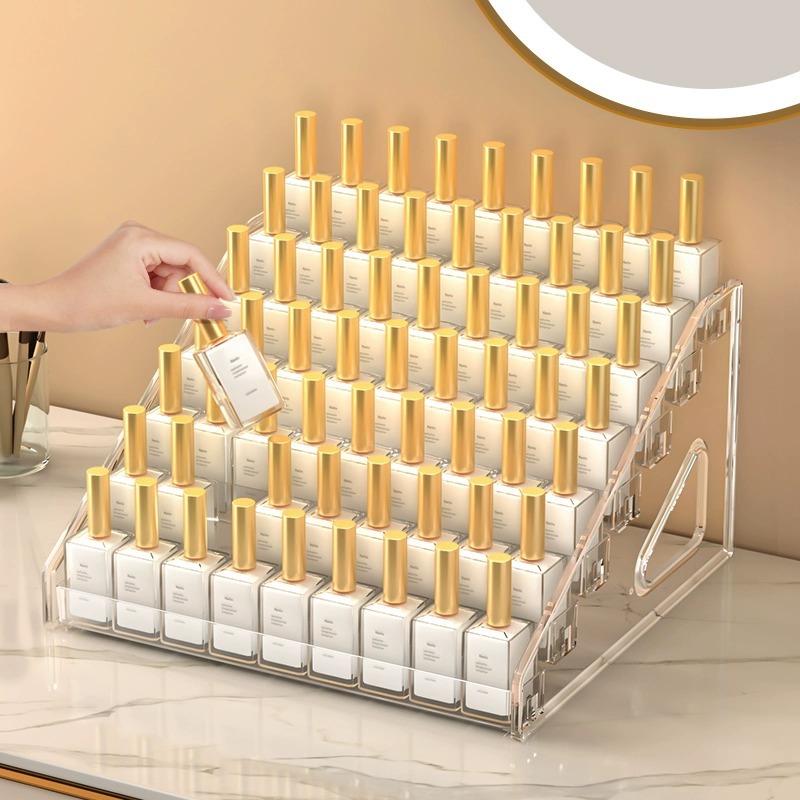 Nail polish display rack multi-layer transparent nail polish glue storage box nail salon display rack cosmetics storage rack step-by-step