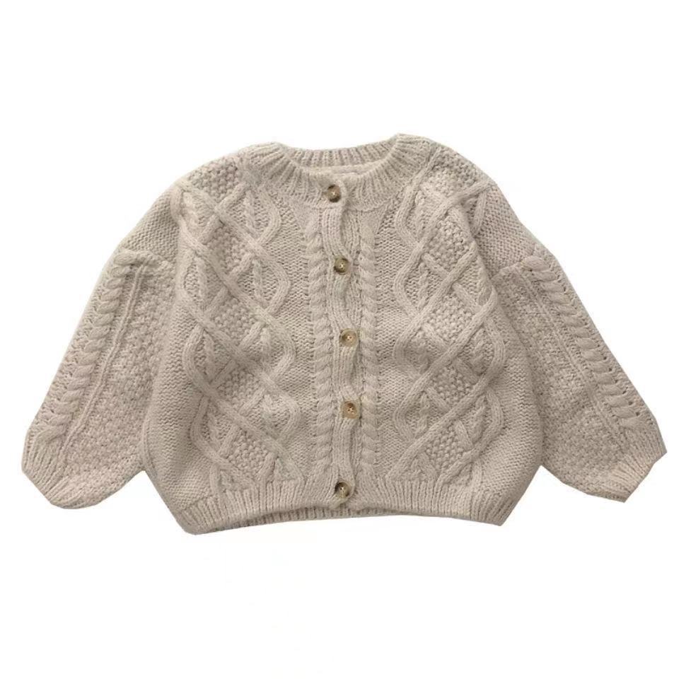 2025 New Autumn Knitted Jacket Thick Sweater for Boys and Girls, Baby Girl Sweater, Korean Style Twist Cardigan