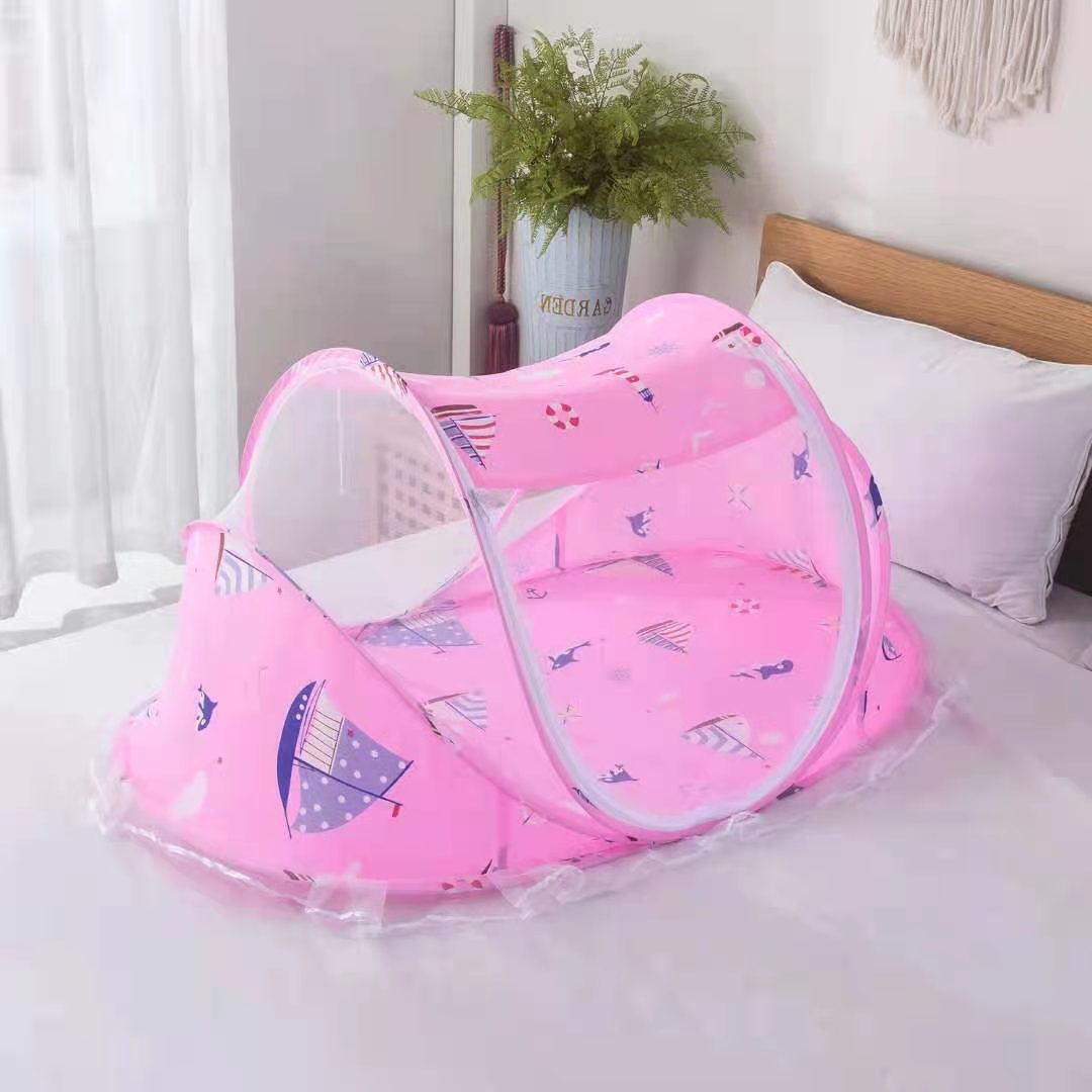 New Cartoon Sailing Baby Mosquito Net Big Bear Three-piece Set Foldable Yurt Baby Deer Mosquito Net