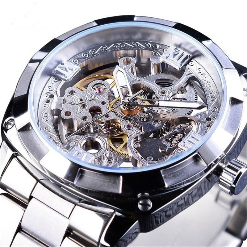 New European and American men's fashion retro carved hollow luminous waterproof automatic mechanical watch