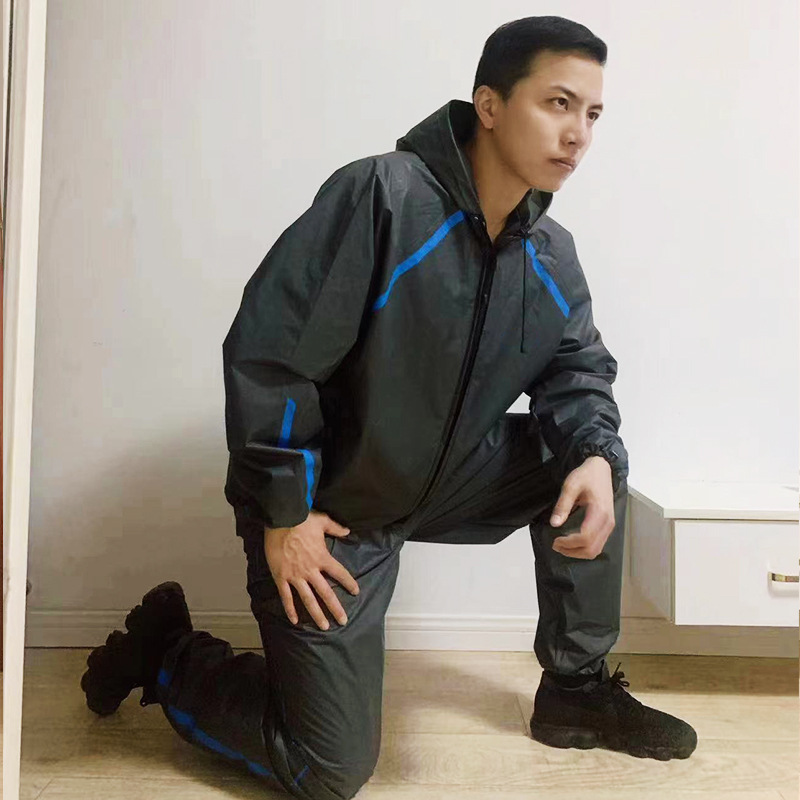 Ultra-light unisex hooded long-sleeved pvc eva sauna suit fitness body-shaping sweat-breaking suit slim-fit shaping suit