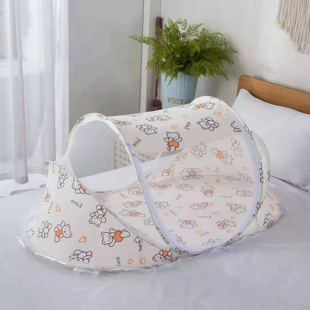 New Cartoon Sailing Baby Mosquito Net Big Bear Three-piece Set Foldable Yurt Baby Deer Mosquito Net