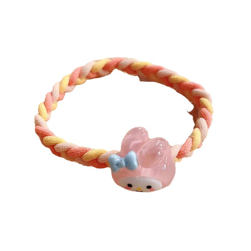 New cute Sanrio head rope rubber band ins woven high elastic hair band hair rope Mori new ponytail tie