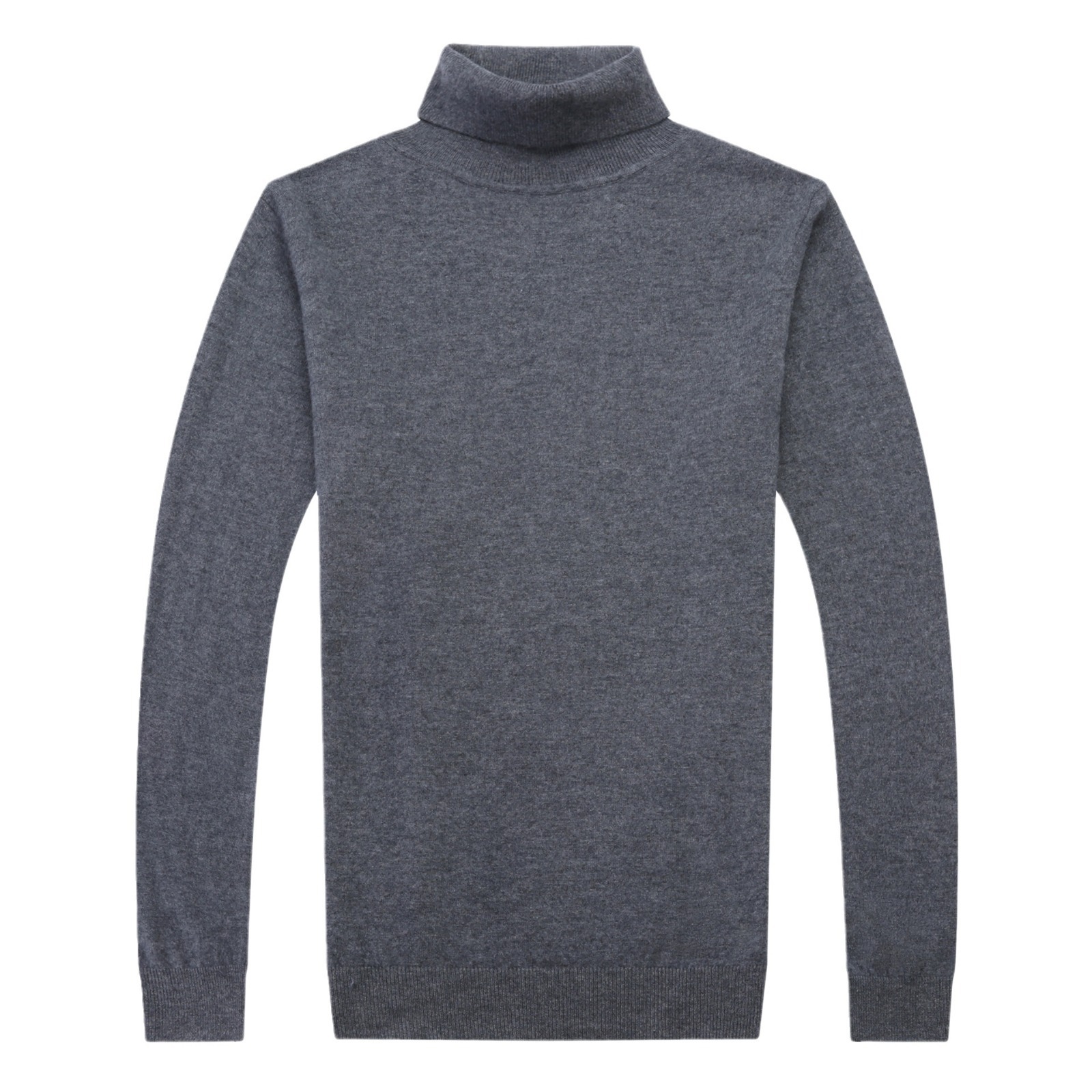Worsted Turtleneck Cardigan Men's Medium Thick Warm Pure Color Sweater Counter Supply 100% Pure Wool Bottoming Shirt for Men