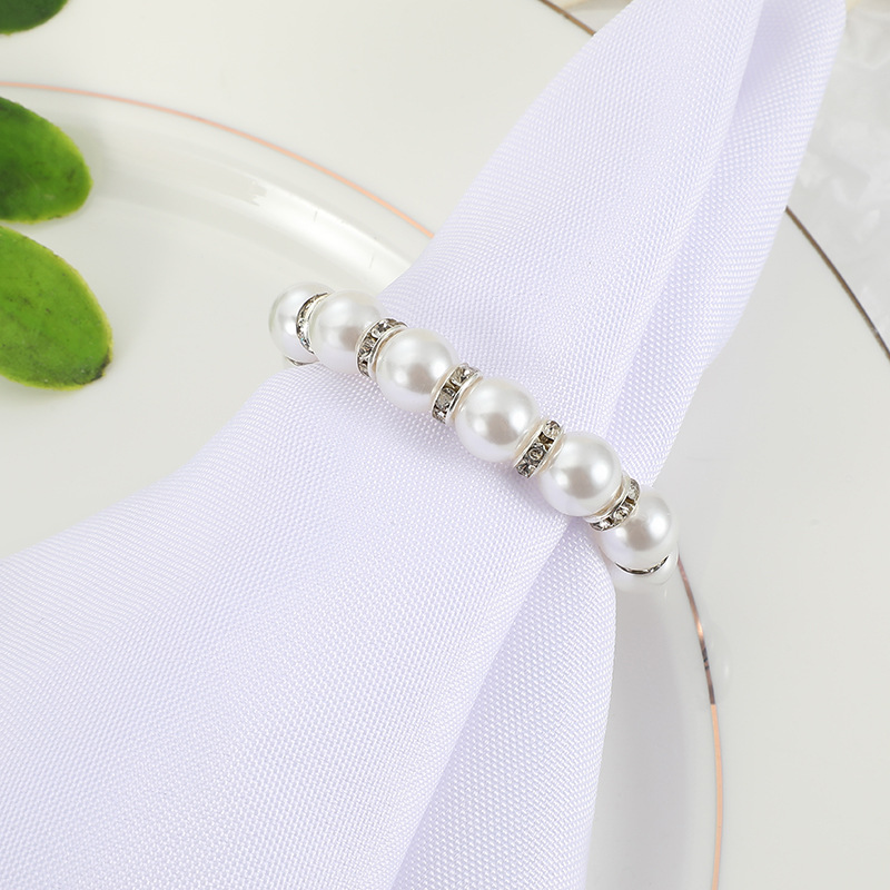 New Pearl Napkin Ring High-end Hotel Banquet Desktop Mouth Ring Set Table Crafts Western Restaurant Napkin Buckle
