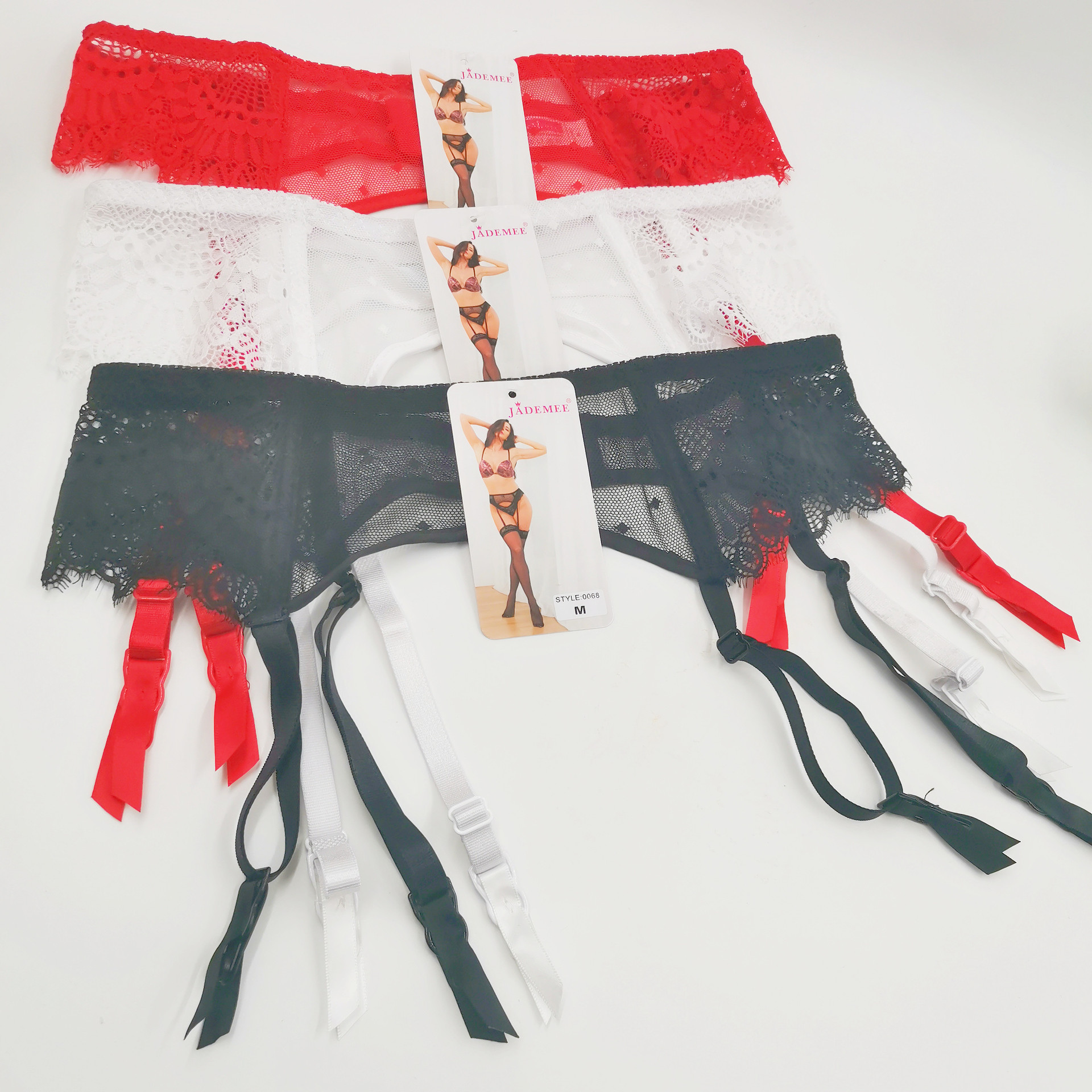European and American Aliexpress New Lace Mesh Embroider Transparent Sexy Adjustable Non-Slip Metal Buckle Garters