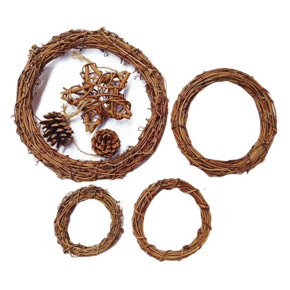 Natural earthen Fu rattan ring rattan Ring Christmas wreath eternal life wedding kindergarten handmade diy dried rattan decorative ring creation
