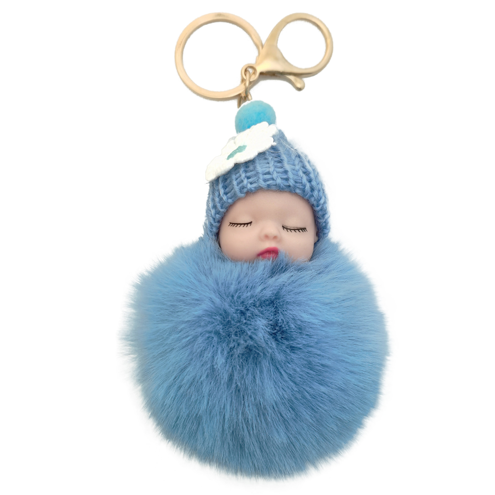 Cross-border Hot Bead Chain Fur Ball Doll Fluffy Bag Pendant Girl's Hanging Keychain Girl's Lovable Style Jewelry