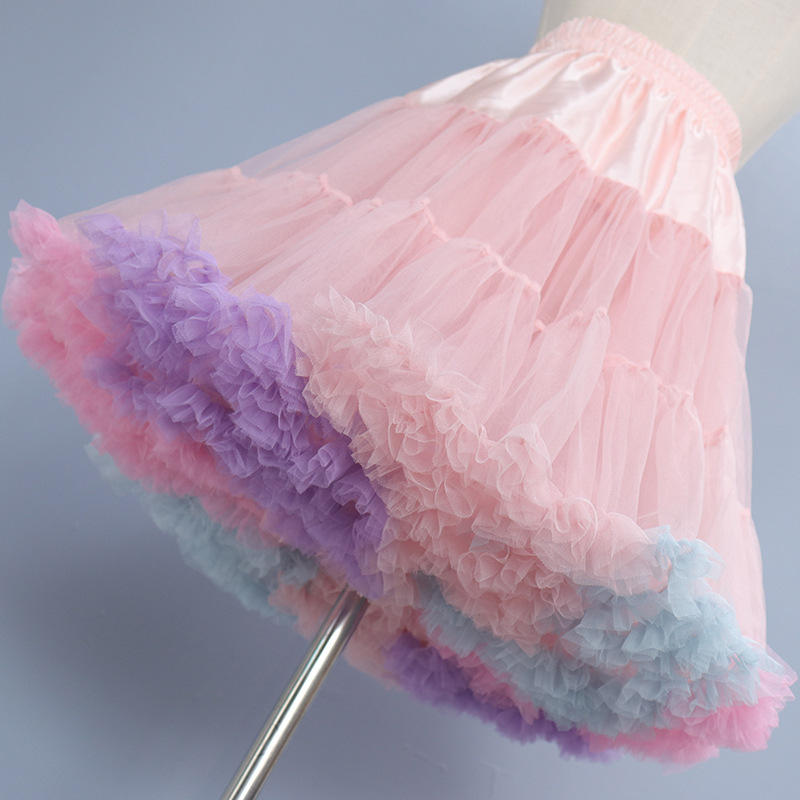 Rainbow clouds lolita soft yarn skirt cotton candy skirt color tutu skirt for cross-border foreign trade