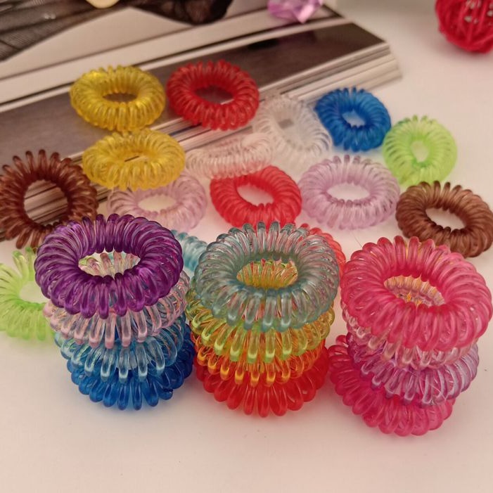 Candy Color Telephone Line Hair Ring High Elastic Disc Hair Rubber Band Headwear Small Telephone Line Hair Rope Hair Accessories Hair Rope