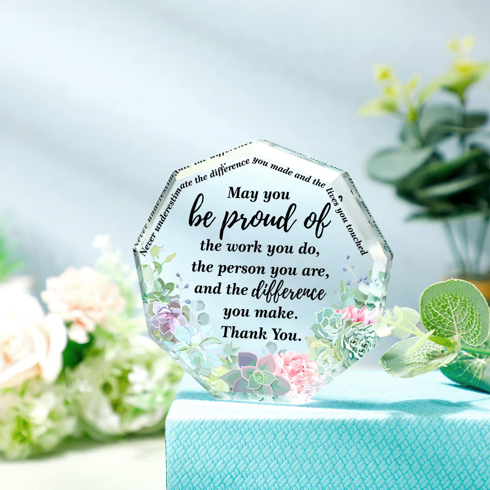 Acrylic Ornament Heart-Shaped Ladies Colleague Farewell Appreciation Gift Teacher Souvenir Decoration Tv Cabinet