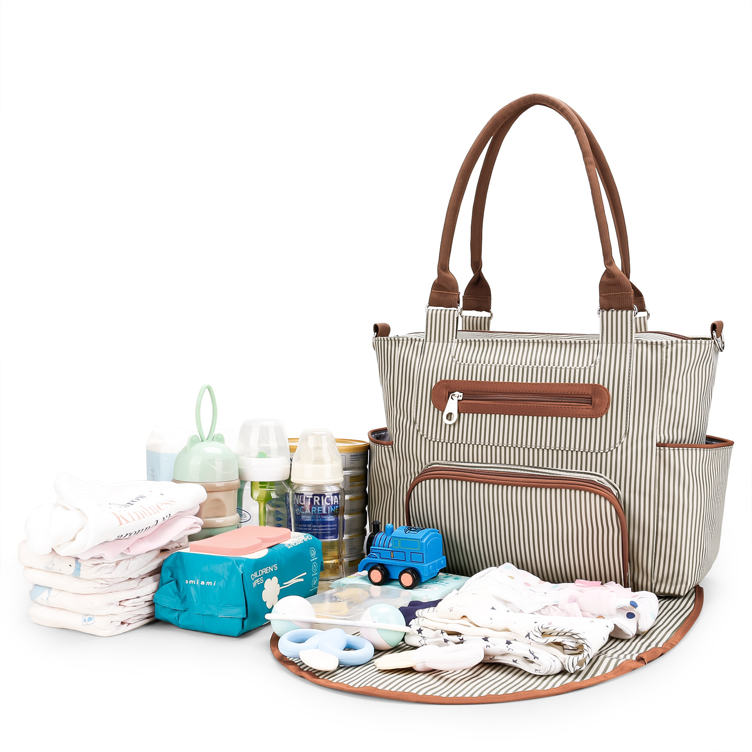 7-Piece Set of Mommy Bag Handbag, Multi-Functional Large-Capacity Mommy Bag, Mother and Baby Diaper Bag, Out-And-Out Handbag