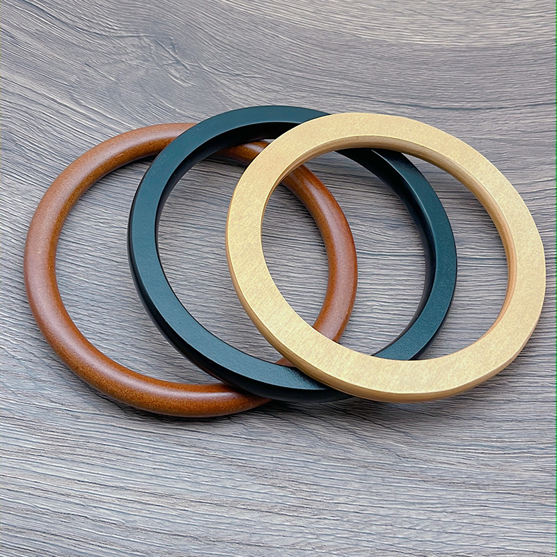Wooden Handle Round D-Shaped Bamboo Handle Bag Accessories Satchel Ring Handmade DIY Woven Bag Handle Accessories