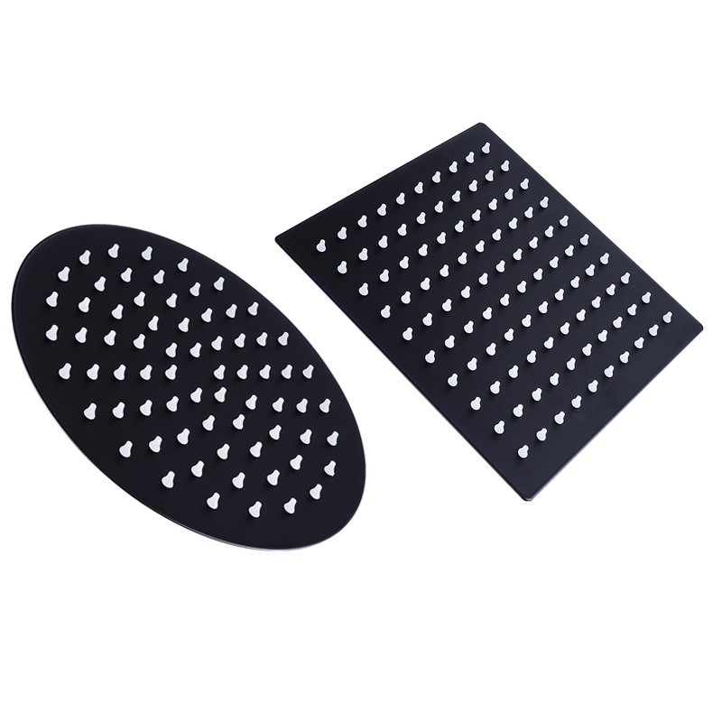 Stainless Steel Black Thin Pressurized Top Spray Rain Shower Bathroom Bathroom Bathrobe Household Shower Head Universal