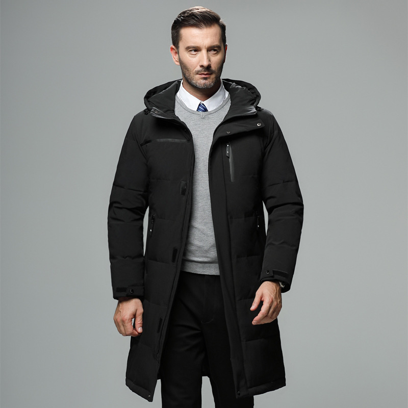 2025 New Middle-Aged and Elderly Dad Winter Clothing Men's down Jacket Long Over-The-Knee Thickeneded Large Size Men's Export Winter Clothing