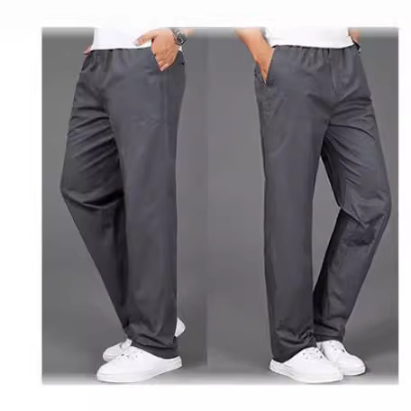 Spring and Autumn thin men's casual pants plus size overalls plus size loose men's trousers popular main push elastic waist