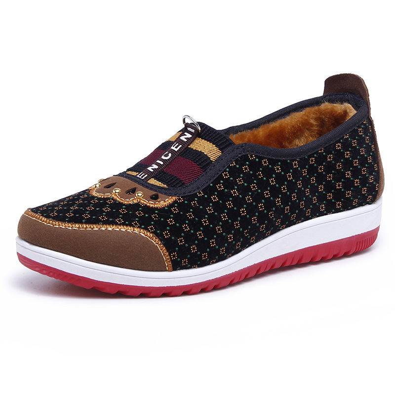 Winter Old Beijing Cotton Shoes Women's fleece-lined Thickened Warm Mother's Cotton Shoes Cold-proof Wear-resistant Grandma's Soft-soled Cotton Shoes Customized