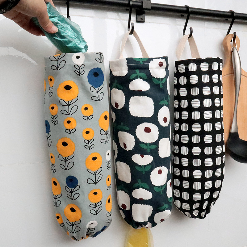 Kitchen Garbage Bag Storage Bag Wall Hanging Sundries Storage Bag Fabric Material Plastic Bag Collection Bag