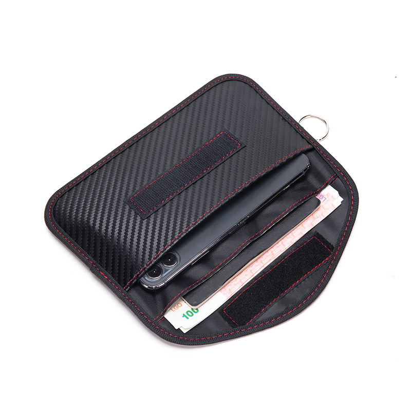 Rfid Mobile Phone Signal Shielding Bag New Export Carbon Fiber Radiation Protection Car Key Bag 6.5inch Motorcycle Bag