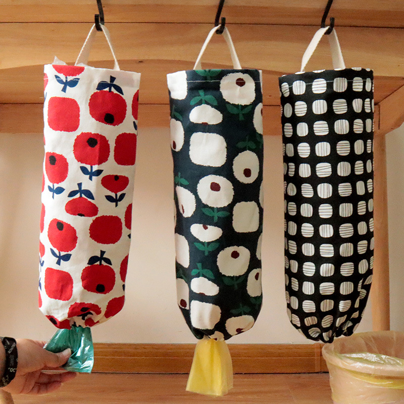 Kitchen Garbage Bag Storage Bag Wall Hanging Sundries Storage Bag Fabric Material Plastic Bag Collection Bag