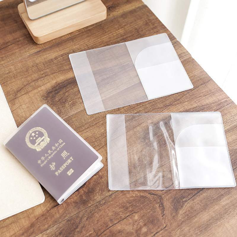 Korean Travel Transparent Bag Waterproof Frosted Passport Bag Protective Cover Travel Multi-Functional Folder Couple Id Cover Leather
