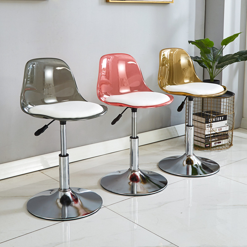 Plastic bar chair modern simple lifting rotating bar chair front desk high chair pet transparent Eames bar chair
