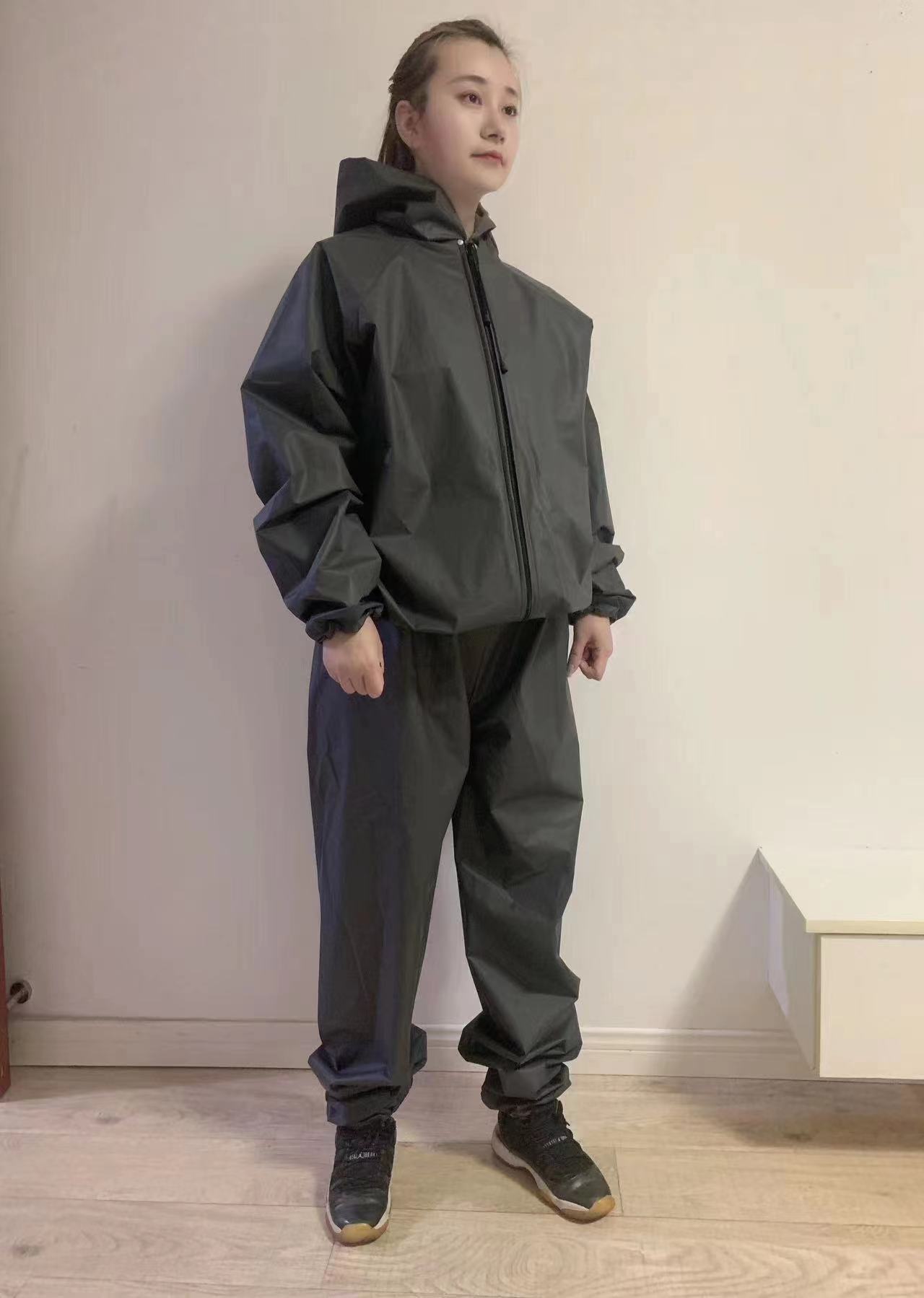 Ultra-light unisex hooded long-sleeved pvc eva sauna suit fitness body-shaping sweat-breaking suit slim-fit shaping suit