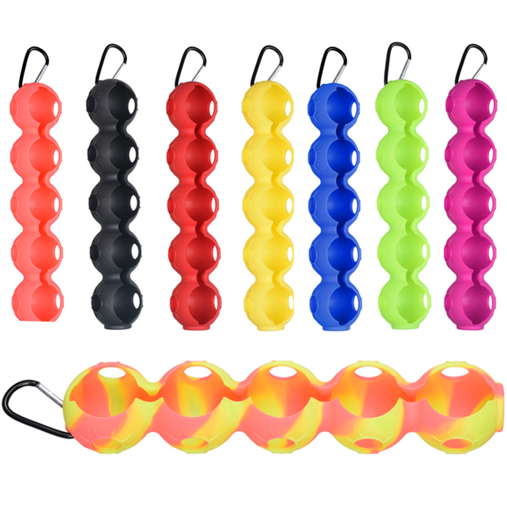 Golf silicone ball set 5 balls environmental protection silicone protective cover golf five ball cover storage ball clip
