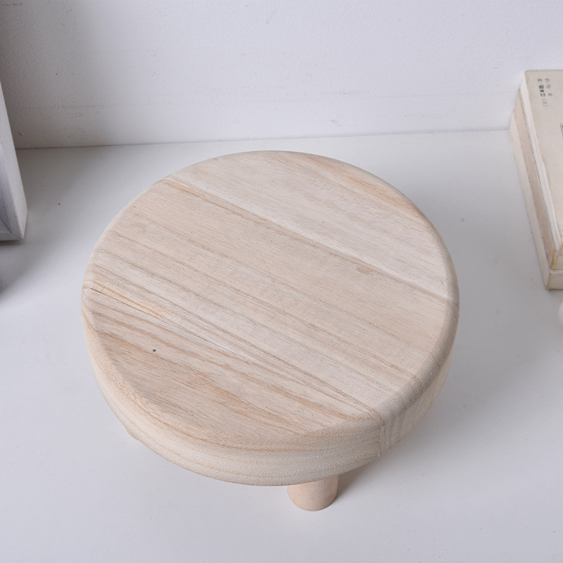 Wooden Small Round Stool Household Entrance Shoe Changing Stool Children's Study Learning Small Low Stool Balcony Flower Pot Rack Round Stool