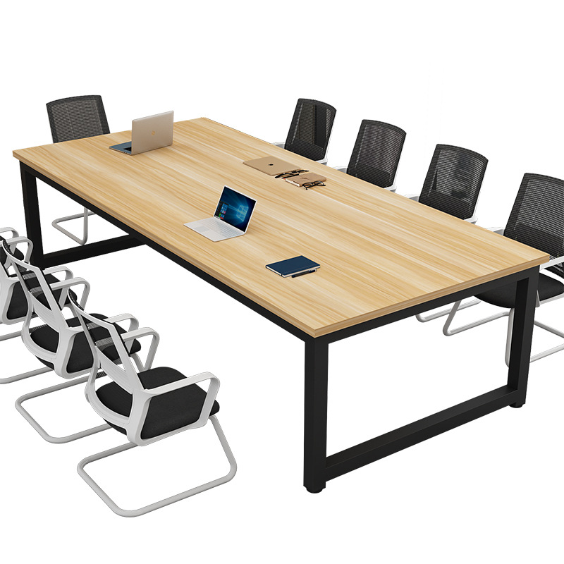 White Conference Table, Long Rectangular Office Desk and Chair Set, Simple Staff Training Computer Desk, Workbench, Large Table