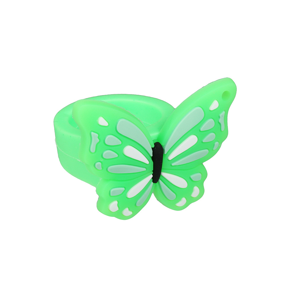 Cross-border butterfly ring candy-colored insect children's ring cartoon PVC soft rubber children's toys small gifts wholesale