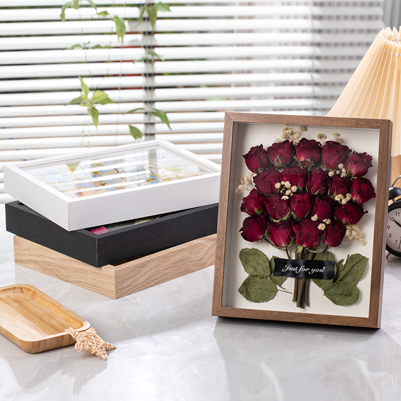 Three-Dimensional Hollow Dried Flower Photo Frame Teacher's Day Gift Picture Frame Display Stand Eternal Flower Butterfly Specimen Frame Wholesale