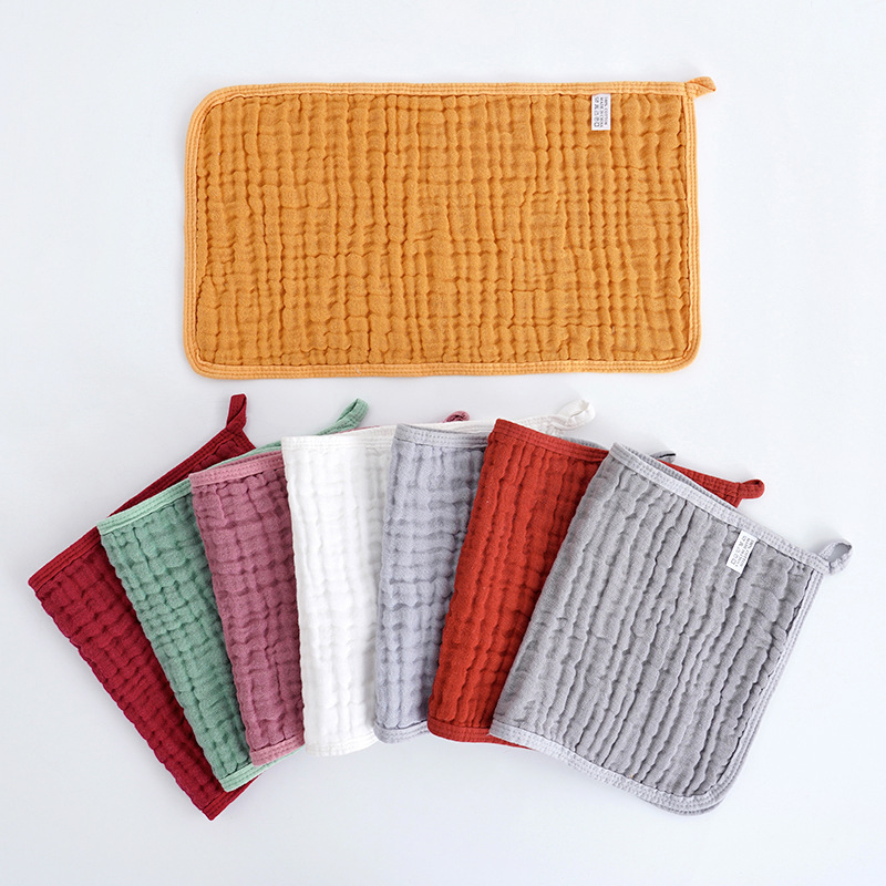 Amazon Muslin Gauze Burp Cloth 25*50 Pure Cotton Six-Layer Solid Color Towel Baby Gauze Saliva Towel