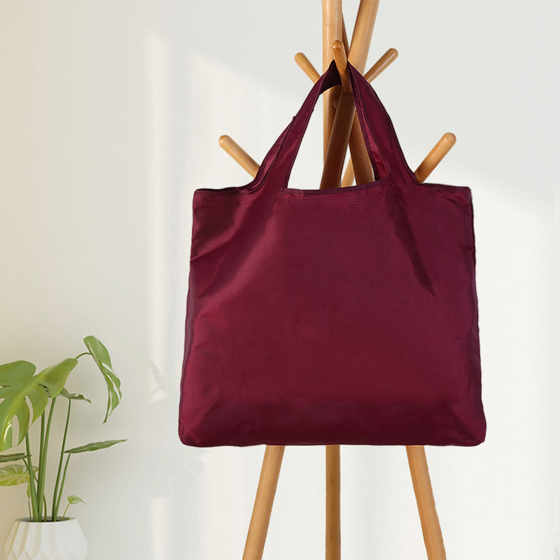Factory shoulder large capacity folding bag supermarket shopping storage bag waterproof Oxford cloth handbag solid color environmental protection bag