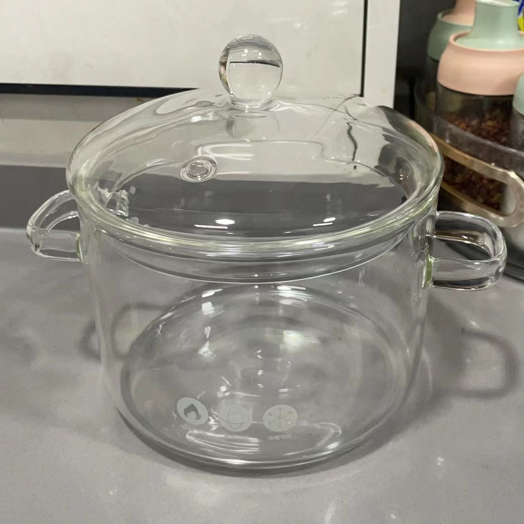 Household High Borosilicate Glass Pot with Lid Double-stick Soup Pot Electric Pottery Furnace Transparent Glass Pot for Soup Cooking Noodles Stew Pot