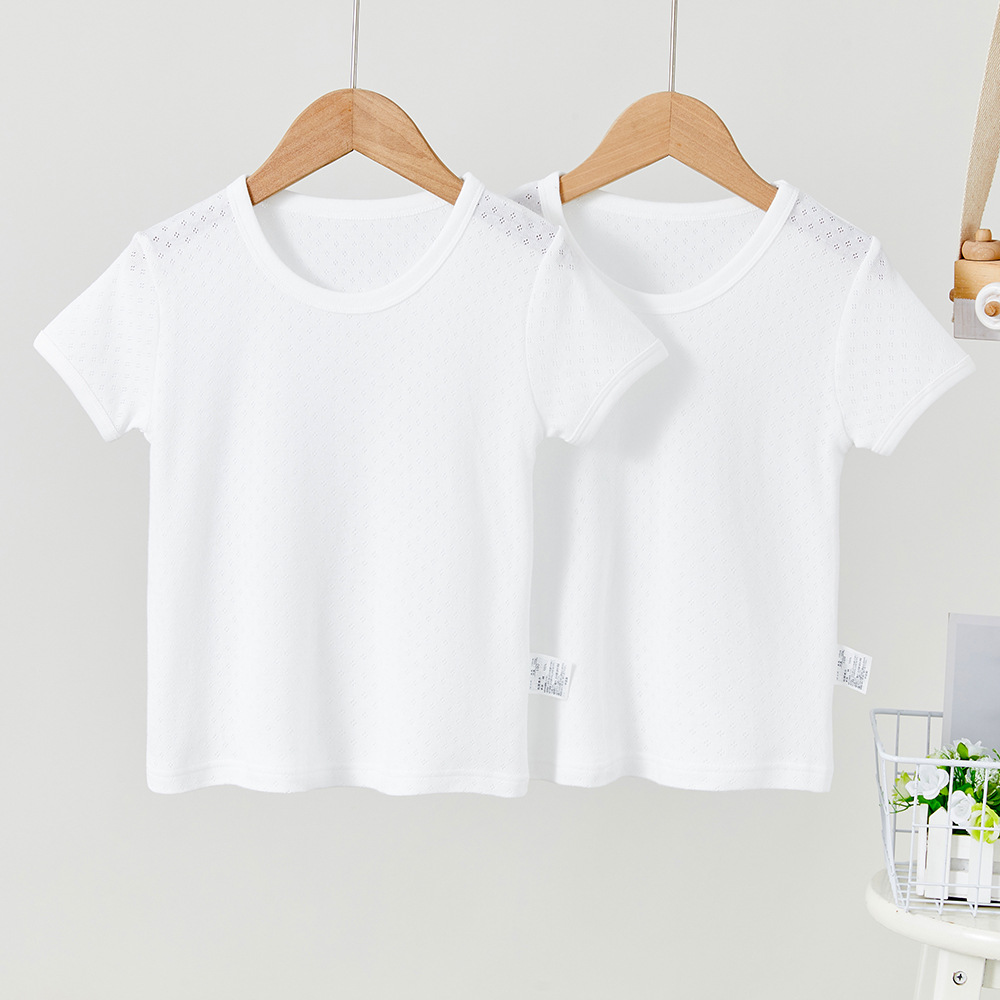 Children's Vest 2 Pack Pure White No Fluorescent Japanese Baby Boys and Girls 100 Cotton Mesh Sleeveless Summer Thin Base