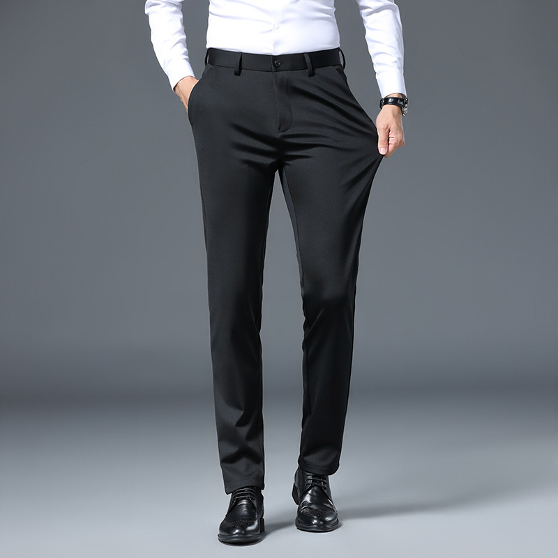 Thick men's suit pants Spring and Autumn new polyester work four-sided stretch suit pants men's draping slim stretch casual pants men