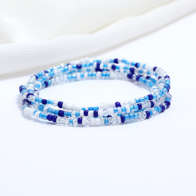 European and American Cross-border Jewelry Amazon Supply Double-layer Color Bead Waist Chain Summer Hot Beach Bikini Jewelry