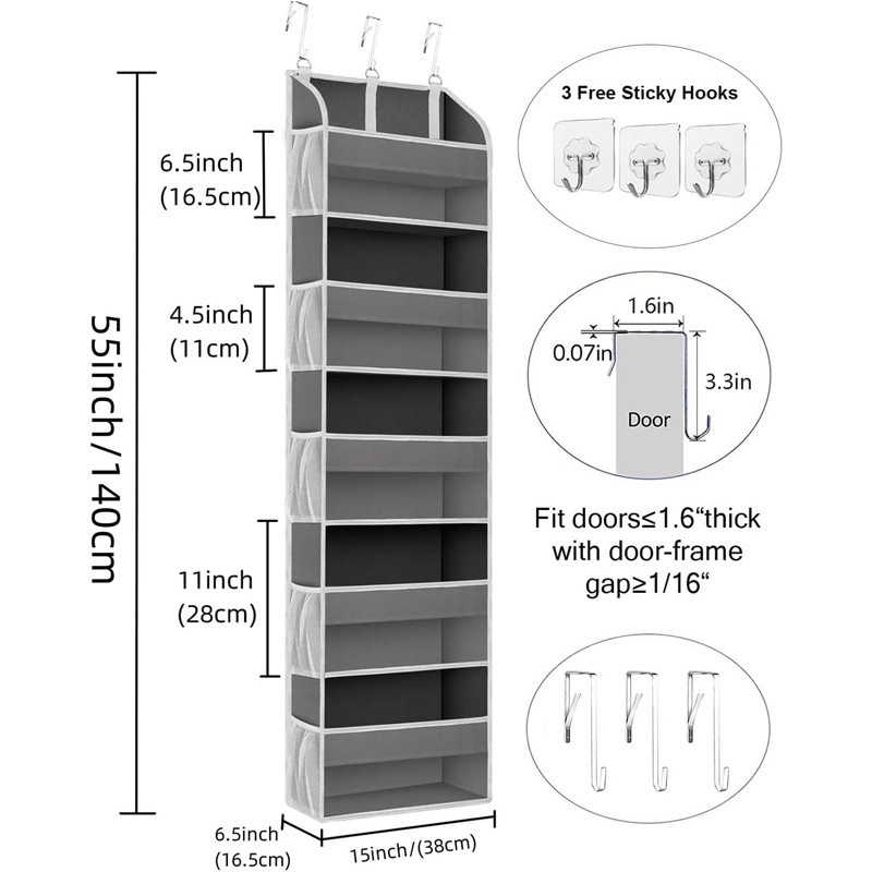 Amazon Non-Woven Fabric Behind-The-Door Dormitory Storage Hanging Bag for Home Underwear Cross-Border Storage Bag Wall-Mounted Storage Net Bag