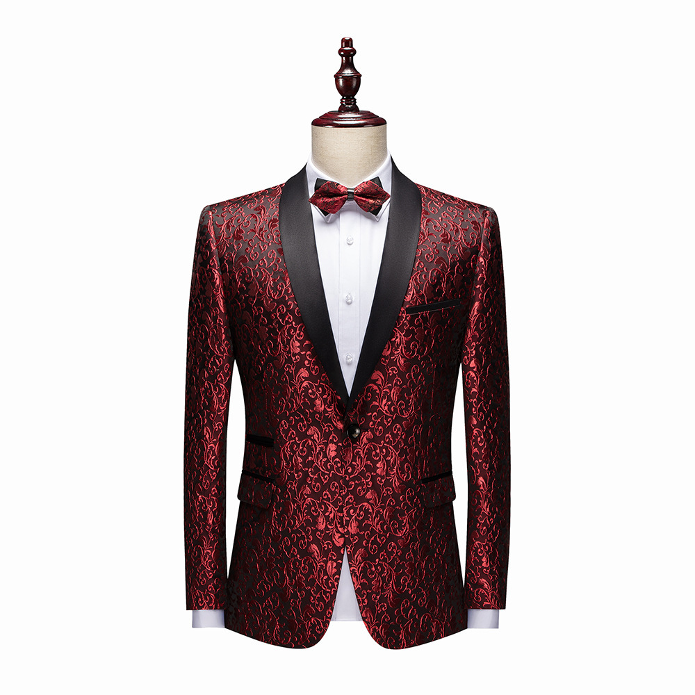 Cross-Border Suit Clothing Factory Men's Jacquard Suit Suit Men's Formal Fashion Business Dress Stage Performance 5 Colors