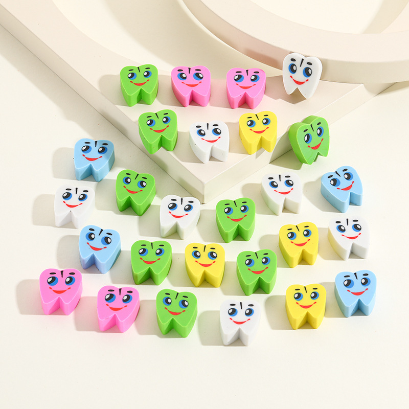 Colorful teeth shape creative eraser cartoon children cute teeth eraser cross-border combination gift eraser